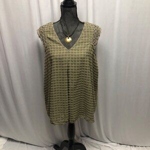 Knox Rose Sleeveless Top Womens Size XXL Textured Olive Green Lace Crochet Boho